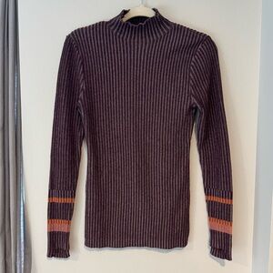 Smartwool Dacono mock neck sweater purple and orange wool blend size medium